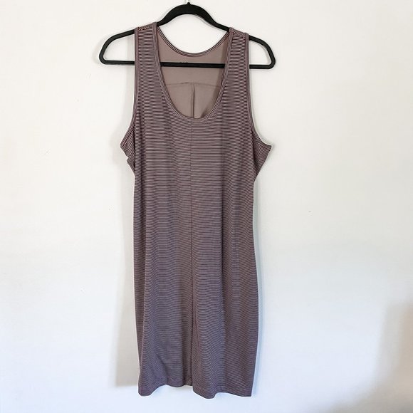 Sleeveless Woolrich Purple Stripe Summer Dress Comfort Material Women's L - Picture 1 of 5